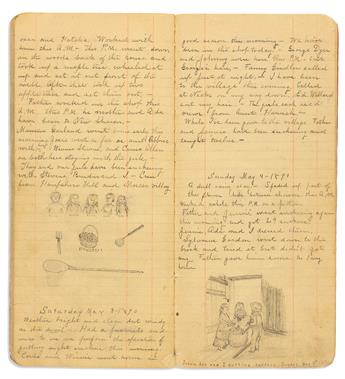 (MAINE.) William H. Harris. Charmingly illustrated diary of a young man in rural Maine.